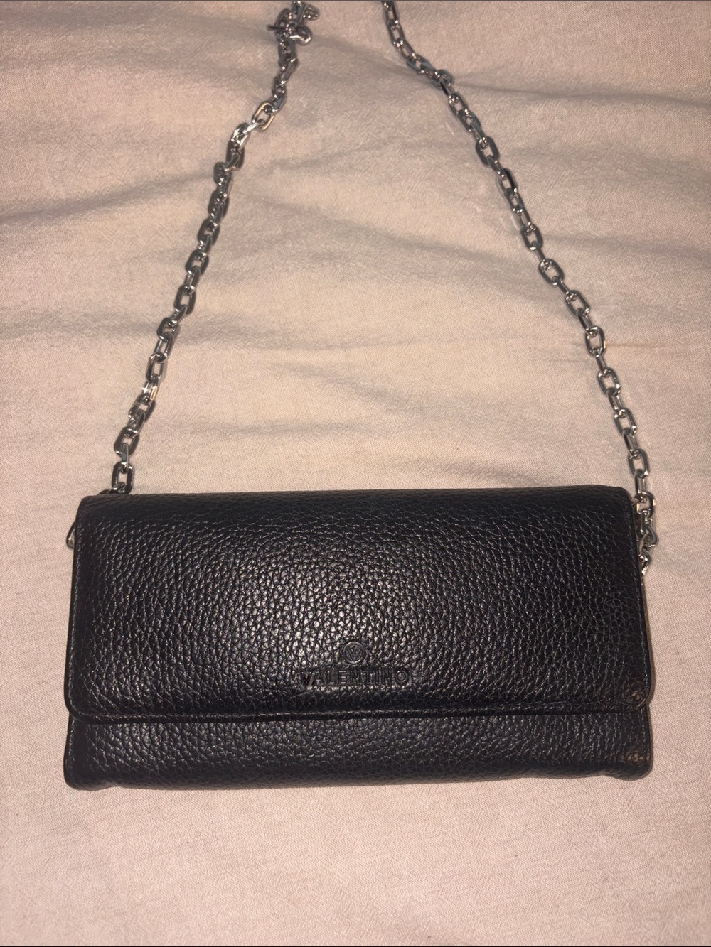 NWOT Mario Valentino Juniper Dollaro Textured Leather Chain Wallet